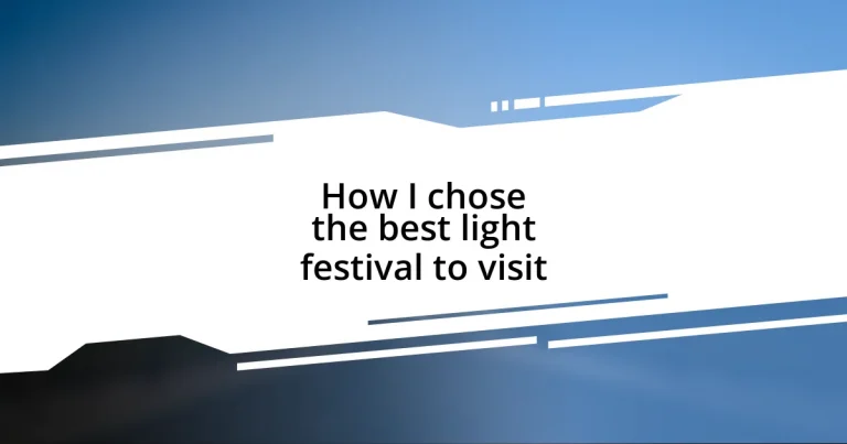 How I chose the best light festival to visit