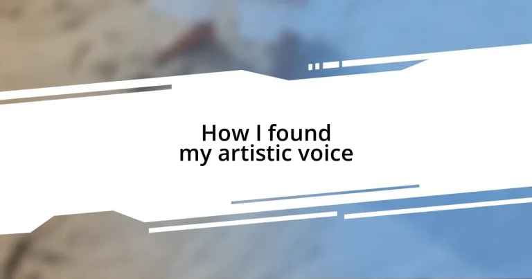 How I found my artistic voice