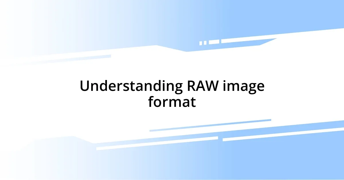 Understanding RAW image format